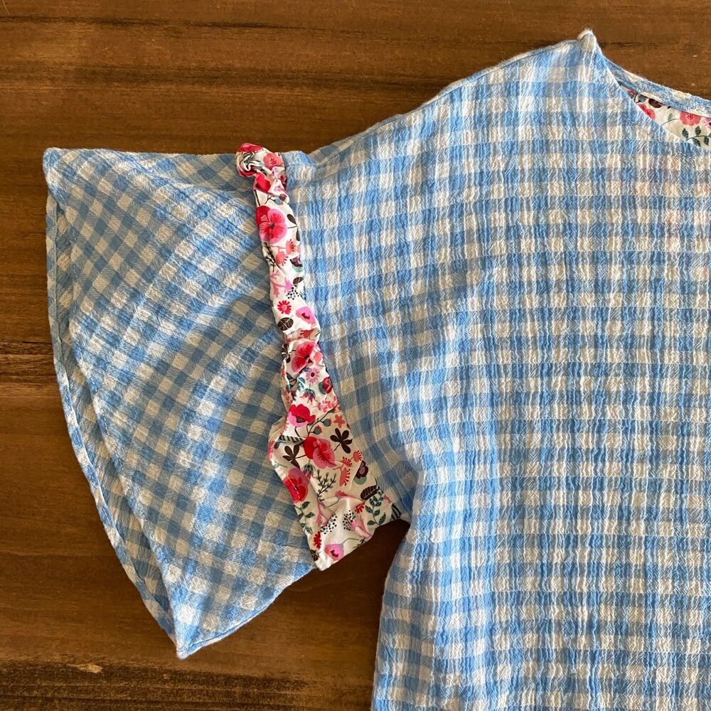 Matilda Jane Rural Route Blue Gingham Blouse Women's XS - Picture 5 of 12